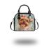 White long haired yorkshire terrier with a pink ribbon in her hair shoulder handbag