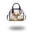 White tailed deer with large antlers and flowers on its head shoulder handbag