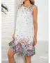 Women's Sleeveless Floral Midi Dress – Casual Commuter Style, Lightweight Mid-Length Summer Outfit