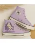Cat Embroidered Lavender Sneakers for Cat Lovers, Trendsetters – Stylish and Comfortable for Everyday Wear, Casual Outings