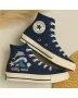 Embroidered Ocean Blue Canvas Sneakers for Men, Women, Kids – Stylish Comfort for Everyday Wear, Beach Outings