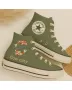 Embroidered Olive-green Sneakers for Women – Stylish Footwear for Casual Outings, Festivals