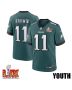 A.J. Brown #11 Philadelphia Eagles Super Bowl LIX YOUTH Jersey – Midnight Green
