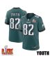 Ainias Smith #82 Philadelphia Eagles Super Bowl LIX YOUTH Jersey – Midnight Green