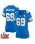 Al-Quadin Muhammad #69 Detroit Lions Super Bowl LIX Women’s Jersey – Blue