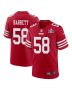 Alex Barrett 58 San Francisco 49ers Super Bowl LVIII Patch Game Men Jersey – Scarlet