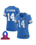 Amon-Ra St. Brown 14 Detroit Lions 2025 Pro Bowl Patch Women Game Jersey – Blue