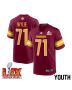 Andrew Wylie #71 Washington Commanders Super Bowl LIX Youth Jersey – Burgundy