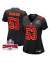 BJ Thompson 53 Kansas City Chiefs Super Bowl LVIII Champions 4 Stars Patch Fashion Game Women Jersey – Carbon Black