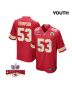 BJ Thompson 53 Kansas City Chiefs Super Bowl LVIII Champions 4 Stars Patch Game YOUTH Jersey – Red