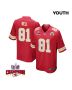 Blake Bell 81 Kansas City Chiefs Super Bowl LVIII Champions 4 Stars Patch Game YOUTH Jersey – Red
