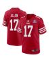 Brandon Allen 17 San Francisco 49ers Super Bowl LVIII Patch Game Men Jersey – Scarlet