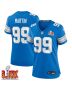 Brodric Martin #99 Detroit Lions Super Bowl LIX Women’s Jersey – Blue