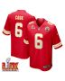 Bryan Cook #6 Kansas City Chiefs Super Bowl LIX Jersey – Men’s – Red