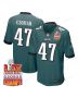 C.J. Uzomah 47 Philadelphia Eagles Super Bowl LIX Champions Patch Game Men Jersey – Midnight Green