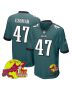 C.J. Uzomah 47 Philadelphia Eagles Super Bowl LIX New Orleans Patch Game Men Jersey – Midnight Green