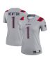 Cam Newton 1 New England Patriots Women Inverted Legend Jersey – Gray
