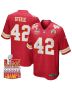Carson Steele 42 Kansas City Chiefs Super Bowl LIX Champions Patch Game Men Jersey – Red