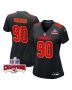 Charles Omenihu 90 Kansas City Chiefs Super Bowl LVIII Champions 4 Stars Patch Fashion Game Women Jersey – Carbon Black