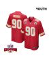 Charles Omenihu 90 Kansas City Chiefs Super Bowl LVIII Champions 4 Stars Patch Game YOUTH Jersey – Red