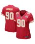 Charles Omenihu 90 Kansas City Chiefs Super Bowl LVIII Patch Game Women Jersey – Red