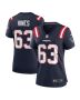 Chasen Hines 63 New England Patriots Women Game Jersey – Navy