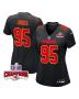 Chris Jones 95 Kansas City Chiefs Super Bowl LVIII Champions 4 Stars Patch Fashion Game Women Jersey – Carbon Black