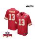 Chris Oladokun 13 Kansas City Chiefs Super Bowl LVIII Champions 4 Stars Patch Game YOUTH Jersey – Red