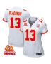 Chris Oladokun 13 Kansas City Chiefs Super Bowl LVIII Champions 4X Game Women Jersey – White