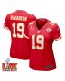 Chris Oladokun #19 Kansas City Chiefs Super Bowl LIX Women’s Jersey – Red