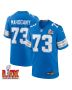 Christian Mahogany #73 Detroit Lions Super Bowl LIX Jersey – Men’s – Blue