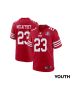Christian McCaffrey 23 San Francisco 49ers Super Bowl LVIII Patch Game YOUTH Jersey – Scarlet