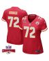 Chukwuebuka Godrick 72 Kansas City Chiefs Super Bowl LVIII Champions 4 Stars Patch Game Women Jersey – Red