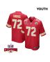 Chukwuebuka Godrick 72 Kansas City Chiefs Super Bowl LVIII Champions 4 Stars Patch Game YOUTH Jersey – Red