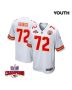 Chukwuebuka Godrick 72 Kansas City Chiefs Super Bowl LVIII Champions 4 Stars Patch Game YOUTH Jersey – White