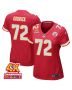 Chukwuebuka Godrick 72 Kansas City Chiefs Super Bowl LVIII Champions 4X Game Women Jersey – Red