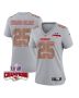 Clyde Edwards-Helaire 25 Kansas City Chiefs Super Bowl LVIII Champions 4 Stars Patch Atmosphere Fashion Game Women Jersey – Gray