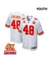 Cole Christiansen 48 Kansas City Chiefs Super Bowl LVIII Champions 4X Game YOUTH Jersey – White