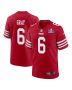Danny Gray 6 San Francisco 49ers Super Bowl LVIII Patch Game Men Jersey – Scarlet
