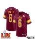 Dante Fowler Jr. #6 Washington Commanders Super Bowl LIX Youth Jersey – Burgundy