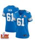 David Bada #61 Detroit Lions Super Bowl LIX Women’s Jersey – Blue