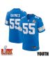 Derrick Barnes #55 Detroit Lions Super Bowl LIX YOUTH Jersey – Blue