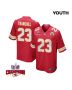 Drue Tranquill 23 Kansas City Chiefs Super Bowl LVIII Champions 4 Stars Patch Game YOUTH Jersey – Red