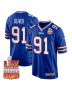 Ed Oliver 91 Buffalo Bills Super Bowl LIX Champions Patch Game Men Jersey – Royal