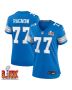 Frank Ragnow #77 Detroit Lions Super Bowl LIX Women’s Jersey – Blue