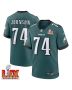 Fred Johnson #74 Philadelphia Eagles Super Bowl LIX Jersey – Men’s – Midnight Green
