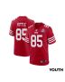 George Kittle 85 San Francisco 49ers Super Bowl LVIII Patch Game YOUTH Jersey – Scarlet