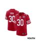 George Odum 30 San Francisco 49ers Super Bowl LVIII Patch Game YOUTH Jersey – Scarlet