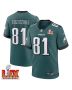 Grant Calcaterra #81 Philadelphia Eagles Super Bowl LIX Jersey – Men’s – Midnight Green
