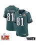 Grant Calcaterra #81 Philadelphia Eagles Super Bowl LIX YOUTH Jersey – Midnight Green
